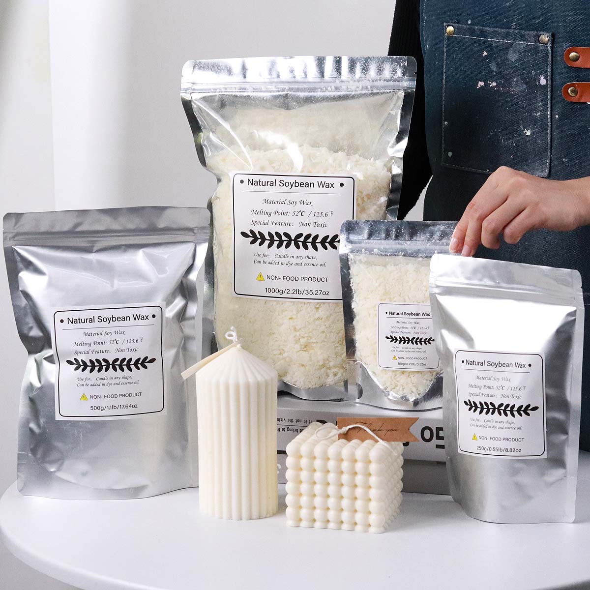 Soy Wax Pillar Blend - 500 g/1 kg natürliche Sojawachsflocken, DIY-Kerzenherstellungszubehör,