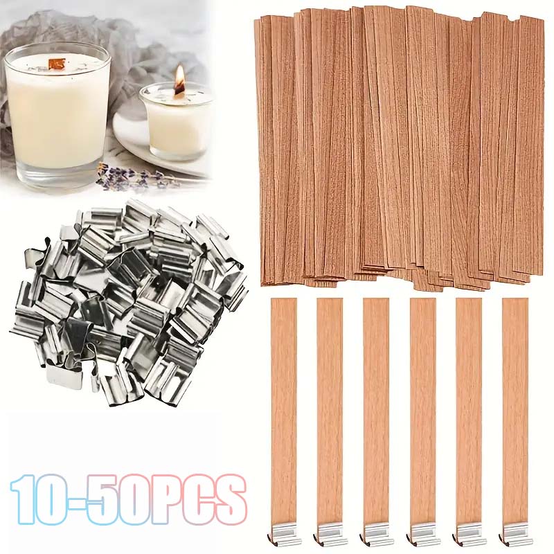 Soy Wax Pillar Blend - Natürliche Kerzendochte aus Holz mit Nachhaltern