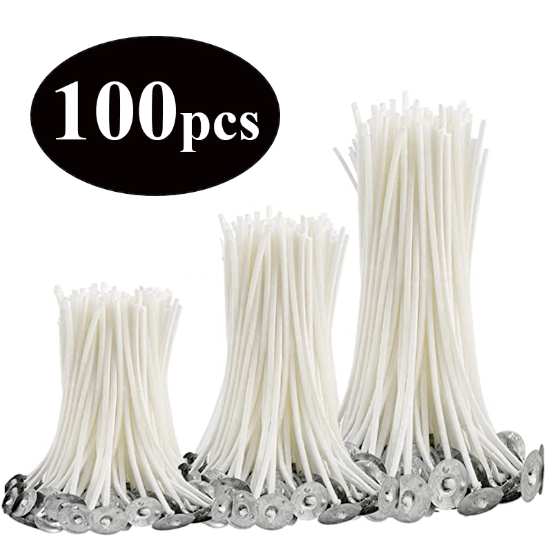 Soy Wax Pillar Blend - Rauchfreie Kerzendochte, 2,6–20 cm, vorgewachste Baumwollkerndochte