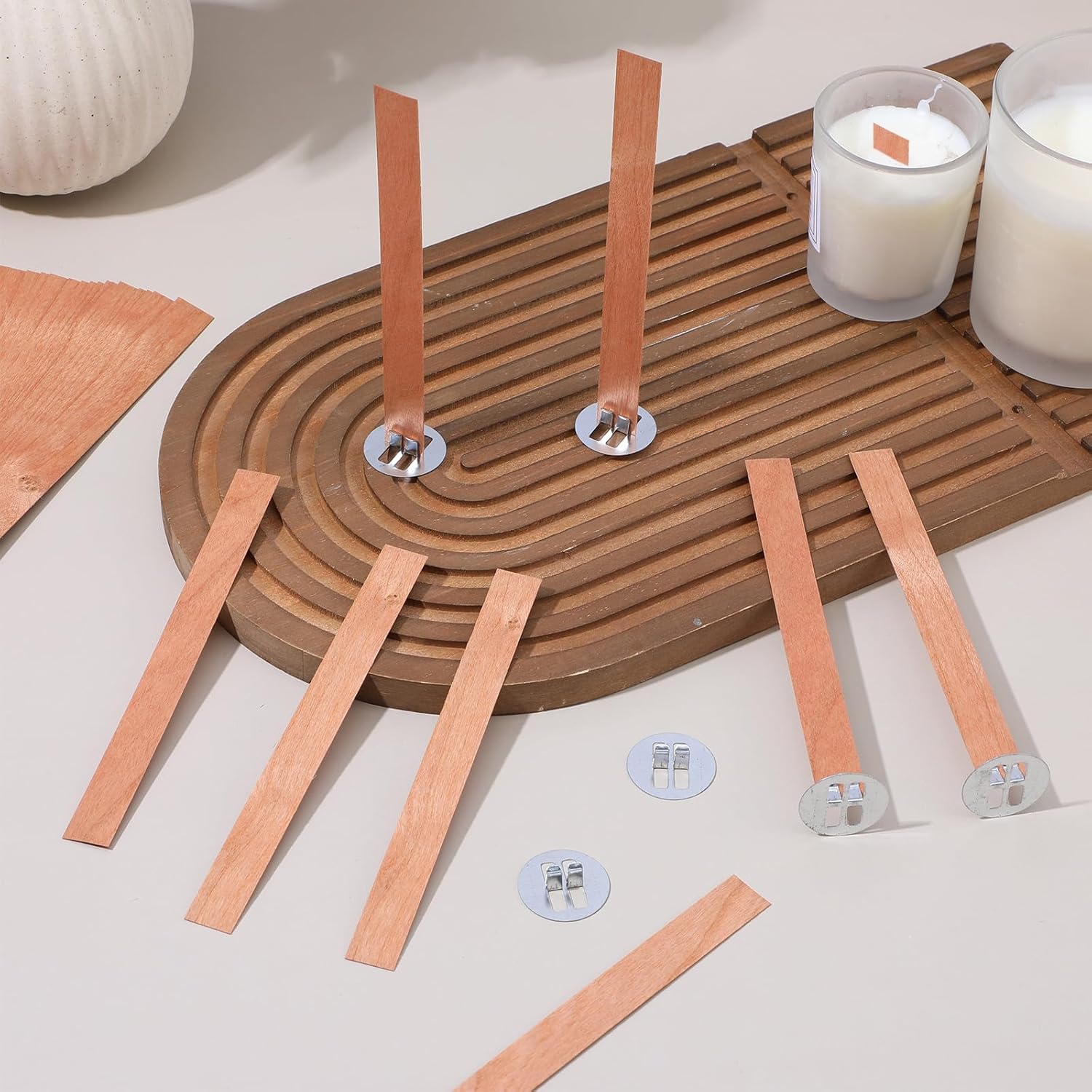 Soy Wax Pillar Blend - 60 Stück Holzdochte für die Kerzenherstellung,